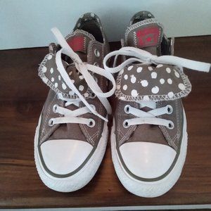 Women's Polka Dot Double Tongue Converse All Star Gray and White